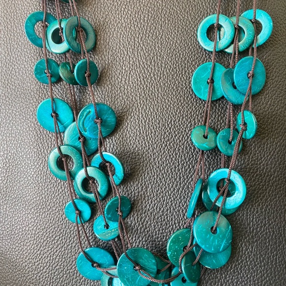 Paparazzi Teal Layered Necklace with Circular Design - Picture 1 of 8